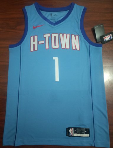 NBA 1 Wall Rockets 20-21 city Maillot bleu imprimé